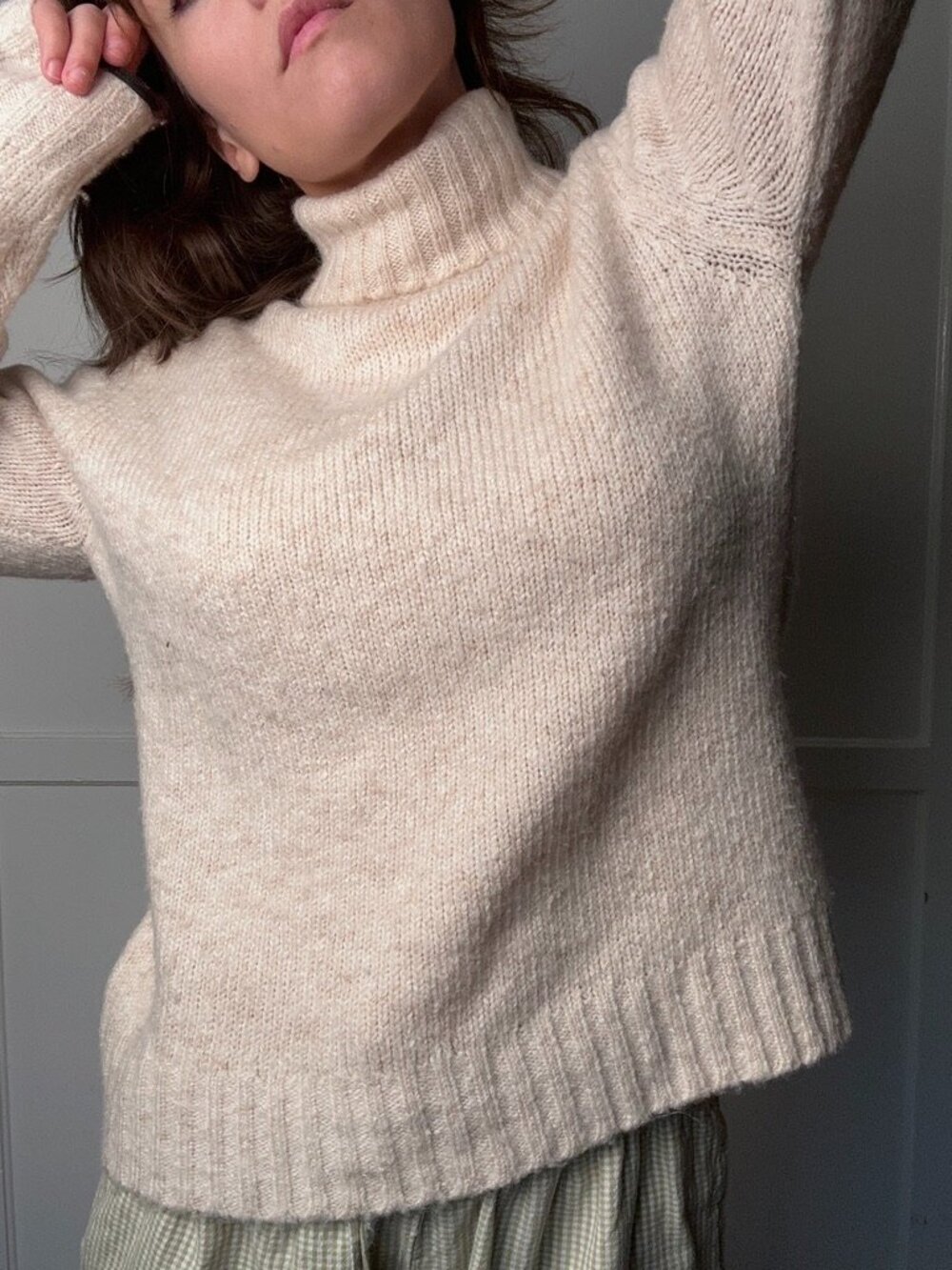 Vintage L.L. Bean Cream Wool Blend Turtleneck Sweater Size Medium